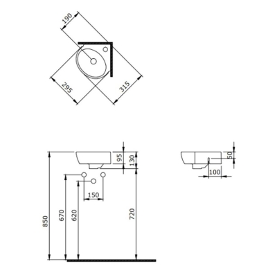 Bocchi Taormina Arch Köşe Lavabo 30 cm Mat Antrasit 1392-020-0126 - 2