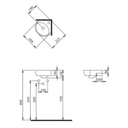 Bocchi Taormina Arch Köşe Lavabo 30 cm Parlak Siyah 1392-005-0126 - 2