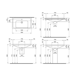 Bocchi Taormina Pro Etajerli Lavabo 3 Armatür Delikli Parlak Beyaz 85 cm 1008-001-0127 - 3