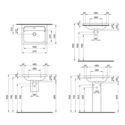 Bocchi Taormina Pro Lavabo 57 cm Parlak Beyaz 1004-001-0126 - 3