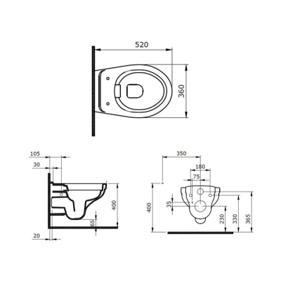 Bocchi Taormina Pro Rimless Asma Klozet Parlak Beyaz 1451-001-0128 - 3