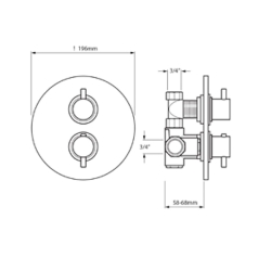 Bocchi Termostatik Duş Bataryası - 2 Yollu Yönlendirici Krom 5450 0005 - 2