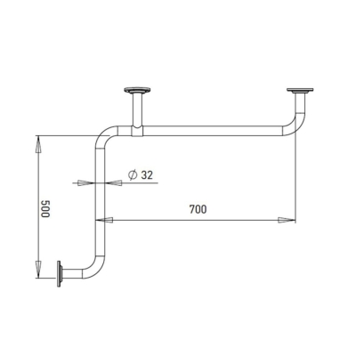 Bocchi Tutunma Barı 90 Derece Açılı Mat Paslanmaz Çelik Köşe TBPC-101-1090 - 2