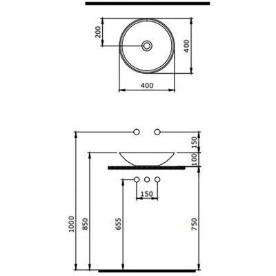 Bocchi Venezia 40 cm Çanak Lavabo Mat Beton - 2