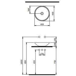 Bocchi Venezia 40 cm Çanak Lavabo Parlak Altın - 2