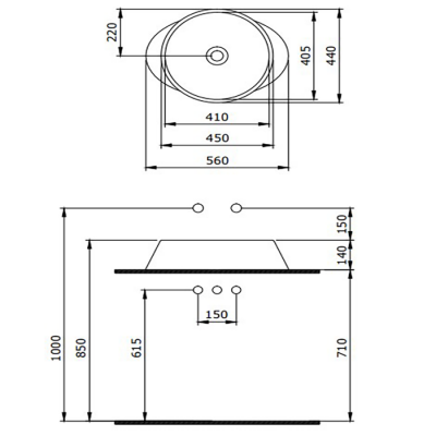 Bocchi Venezia 56 cm Çanak Lavabo Mat Beton - 2