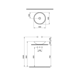 Bocchi Venezia Çanak Lavabo 40 cm Parlak Beyaz 1120-001-0125 