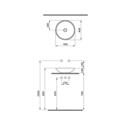 Bocchi Venezia Çanak Lavabo 40 cm Parlak Beyaz 1120-001-0125 - 1