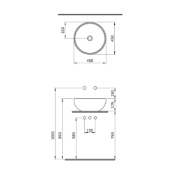 Bocchi Venezia Çanak Lavabo 45 cm Gri 1119-006-0125 