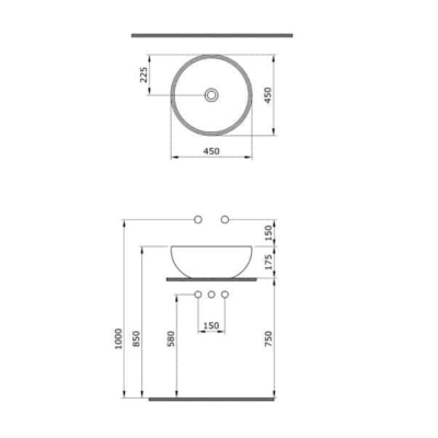 Bocchi Venezia Çanak Lavabo 45 cm Parlak Beyaz 1119-001-0125 - 1