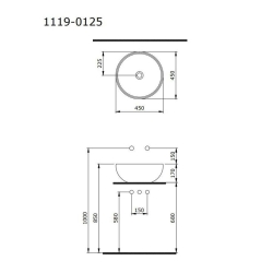 Bocchi Venezia Çanak Lavabo 45 cm Parlak Siyah 1119-005-0125 