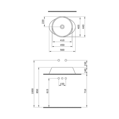 Bocchi Venezia Çanak Lavabo 56 cm Mat Buz Mavi 1010-029-0125 - 3