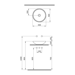 Bocchi Venezia Çanak Lavabo Mat Antrasit 40 cm 1120-020-0125 - 3