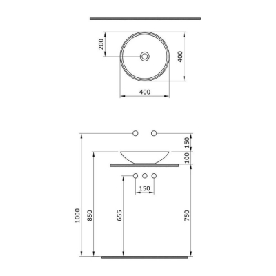 Bocchi Venezia Çanak Lavabo Mat Gri 40 cm 1120-006-0125 - 3