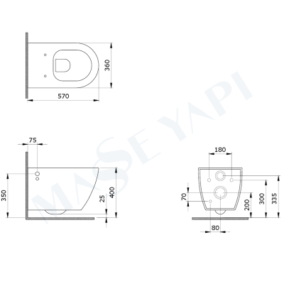 Bocchi Venezia Rimless Asma Klozet - Beyaz Set (/Kapak Dahil) + Gömme Rezervuar Seti - 2