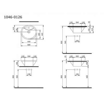 Bocchi Verona Batarya Banklı Çanak Lavabo, 50 cm, Parlak Beyaz 1046-061-0126 - 3