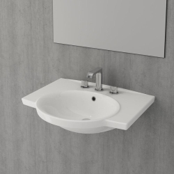 Bocchi Verona Lavabo Üç Armatür Delikli 65 Cm Parlak Beyaz 1043-061-0127 - 1