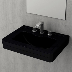 Bocchi Verona Tek Armatür Delikli Lavabo 61 cm Parlak Siyah 1041-005-0126 