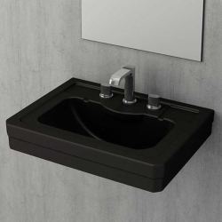 Bocchi Verona Üç Armatür Delikli Lavabo 61 cm Mat Siyah 1041-004-0127 