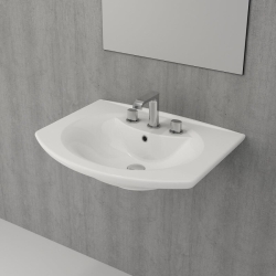 Bocchi Verona Üç Armatür Delikli Lavabo 70 cm Parlak Beyaz 1045-061-0127 - BOCCHI
