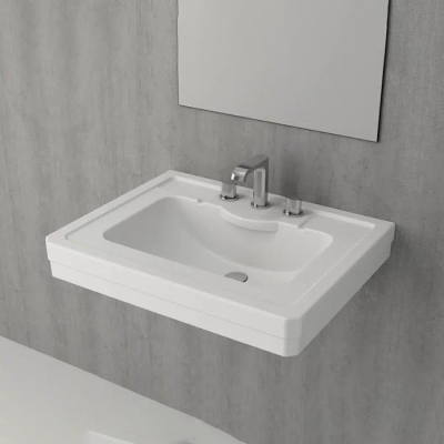 Bocchi Verona Üç Armatür Delikli Lavabo 71 cm Mat Beyaz 1040-002-0127 - 2