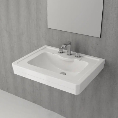 Bocchi Verona Üç Armatür Delikli Lavabo 71 cm Parlak Beyaz 1040-061-0127 - 2