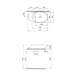 Bocchi Vessel Batarya Banklı Çanak Lavabo 72 cm Mat Antrasit 1021-020-0126 - 3