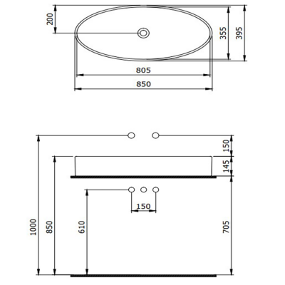 Bocchi Vessel Elips Çanak Lavabo 85 cm, Mat Bronz - 2