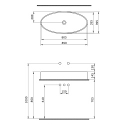 Bocchi Vessel Elips Çanak Lavabo 85 Cm Mat Somon 1014-032-0125 - 3