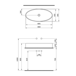 Bocchi Vessel Elips Çanak Lavabo 85 Cm Parlak Beyaz 1014-001-0125 