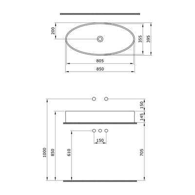 Bocchi Vessel Elips Çanak Lavabo 85 Cm Parlak Beyaz 1014-001-0125 - 1