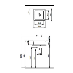 Bocchi Vessel Kare Tezgah Üstü Lavabo 38 cm Mat Petrol Mavisi - 2