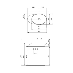 Bocchi Vessel Yatay Çanak Lavabo 72 cm Mat Antrasit 1013-020-0125 - 3