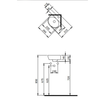 Bocci Taromina Arch Köşe Lavabo 30 cm Mat Beyaz - 2