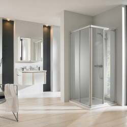 Classics Kare ve Dikdörtgen İki Sabit Cam İki Kayar Kapı Duş Teknesi Üstü Duşakabin - HÜPPE