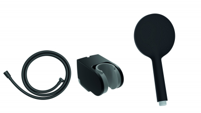 Creavit Kireç Kırıcılı El Duş Seti Mat Siyah (Yuvarlak) - 1