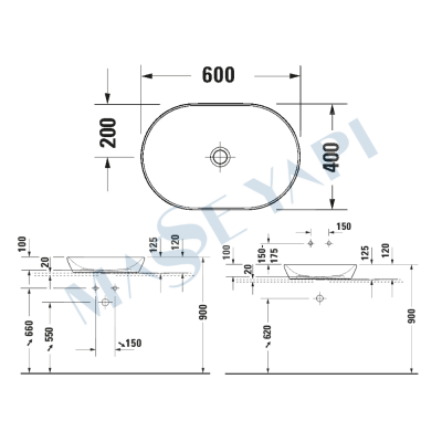 D-Neo Çanak Lavabo 60 cm Antrasit Mat - 3