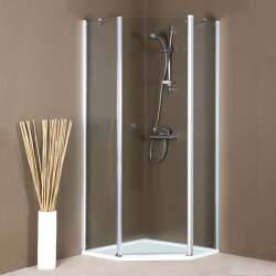 Design Elegance Beşgen İki Sabit Cam Bir Menteşeli Kapı Duş Teknesi Üstü Duşakabin - HÜPPE