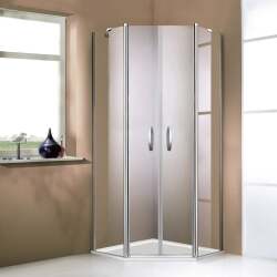 Design Elegance Beşgen İki Sabit Cam İki Menteşeli Kapı Duş Teknesi Üstü Duşakabin - HÜPPE