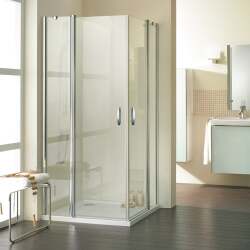 Design Elegance Kare ve Dikdörtgen İki Sabit Cam İki Menteşeli Kapı Duş Teknesi Üstü Duşakabin - HÜPPE