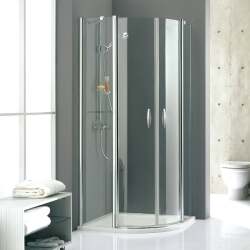 Design Elegance Oval İki Sabit Cam İki Menteşeli Kapı Duş Teknesi Üstü Duşakabin - HÜPPE