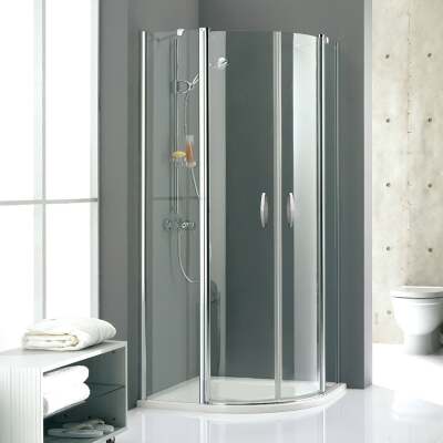 Design Elegance Oval İki Sabit Cam İki Menteşeli Kapı Duş Teknesi Üstü Duşakabin - 1