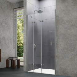 Design Pure Bir Sabit Cam Bir Katlanır Kapı Duş Teknesi Üstü Yan Panelli Duşakabin - HÜPPE