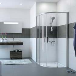 Design Pure Oval İki Sabit Cam İki Kayar Kapı Duş Teknesi Üstü Duşakabin - HÜPPE