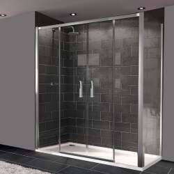 Design Pure Sürgülü Çift Kapılı İki Duvar Arası Tekne Üstü Cam Duşakabin - HÜPPE