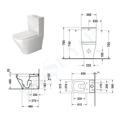 DuraStyle Takım Klozet
Rezervuar + Amortisörlü Kapak - 2