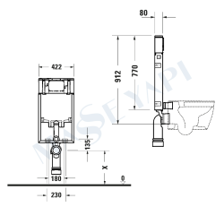 DuraSystem® Gömme Rezervuar,
tuğla duvar,
760 x 422 x 80 mm - 2