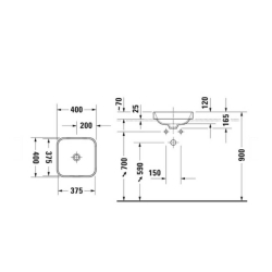 Duravit Happy D.2 Plus Tezgah Üstü Lavabo 40 cm Beyaz-Mat Antrasit 2359406100 - 3