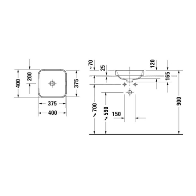 Duravit Happy D.2 Plus Tezgahüstü Lavabo 40 cm - 2