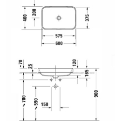 Duravit Happy D.2 Tezgahüstü Lavabo 60x40 cm Antrasit-Beyaz - 2